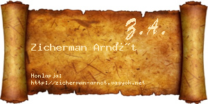 Zicherman Arnót névjegykártya